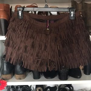Brown fringe shorts
